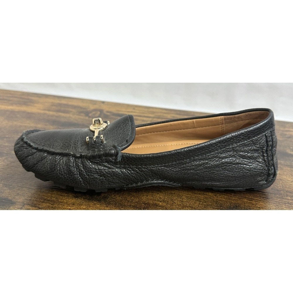 Coach Arlene Black Leather Driving Loafers 8B Turnlock Gold Quiet Luxury Flats - Picture 4 of 14